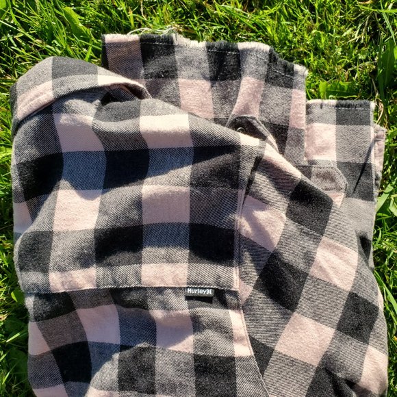 HURLEY Women's Wilson Pink Grey Long Sleeve Flannel in Large - Picture 7 of 10